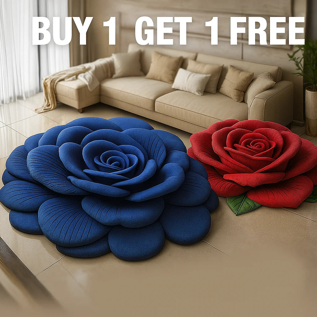 Luxury 3D Rose Flower Shape Floor Mat (Buy 1 Get 1 Free) ✨❤️🌸
