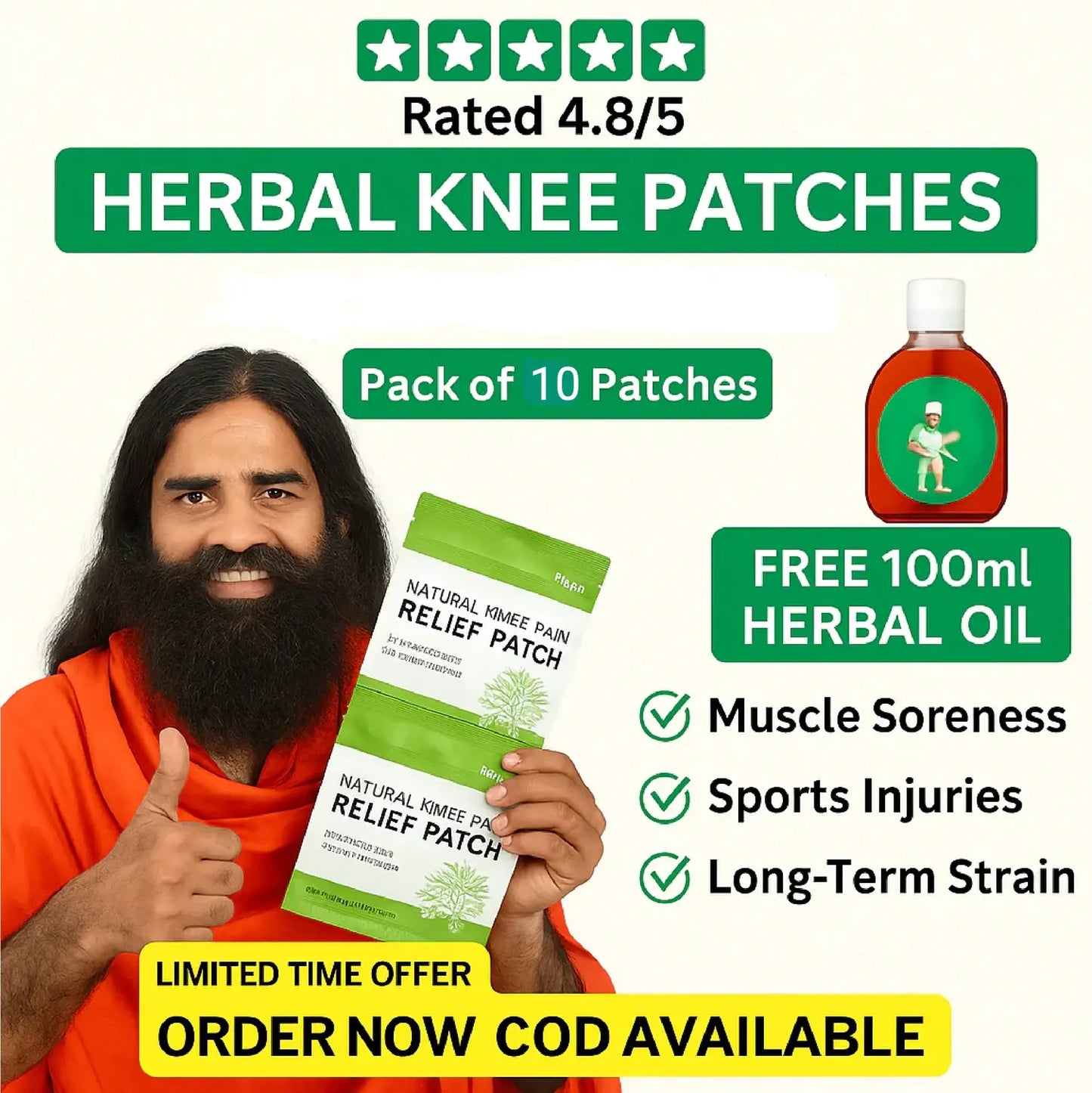 🌿 RelaxaKnee™ – Natural Pain Relief Patches