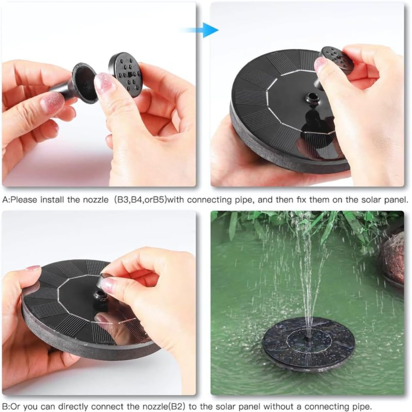 🌞 Solar Fountain Pump – Floating Water Feature for Garden, Pond, Pool & Patio Décor